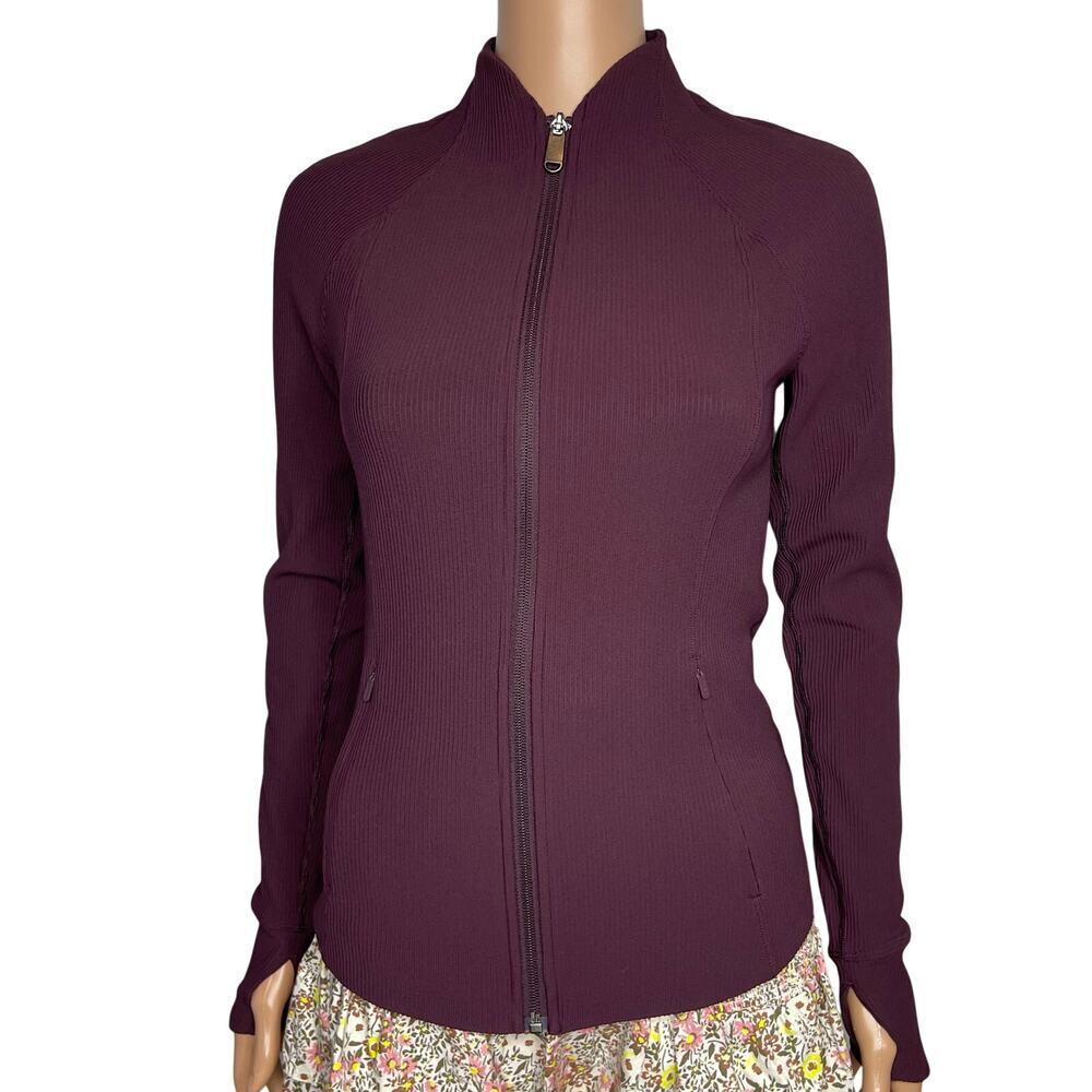 Athleta Salutation Ribbed Jacket womens size M Slate - Picture 2 of 14